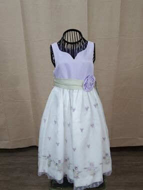 Lilac & White Floral Sash Girls' Party Dress
